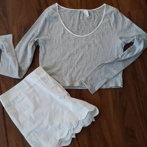 H&M Large, crop top with Long Sleeves, stripe
